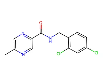 N-[(2,4-dichlorophenyl)methyl]-5-methylpyrazine-2-carboxamide structure