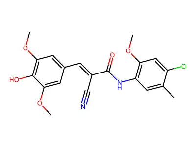 (E)-N-(4-chloro-2-methoxy-5-methylphenyl)-2-cyano-3-(4-hydroxy-3,5-dimethoxyphenyl)prop-2-enamide structure