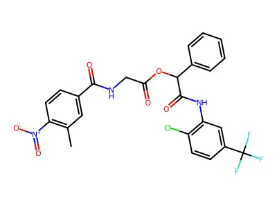 [2-[2-chloro-5-(trifluoromethyl)anilino]-2-oxo-1-phenylethyl] 2-[(3-methyl-4-nitrobenzoyl)amino]acetate structure