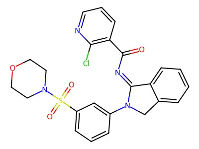 2-chloro-N-[2-(3-morpholin-4-ylsulfonylphenyl)-3H-isoindol-1-ylidene]pyridine-3-carboxamide structure