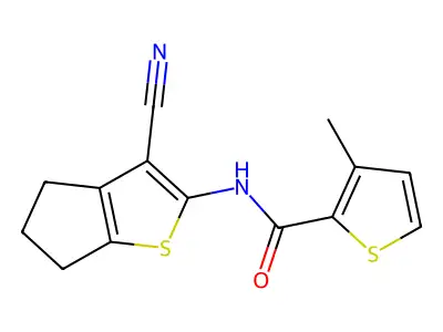 N-(3-cyano-5,6-dihydro-4H-cyclopenta[b]thiophen-2-yl)-3-methylthiophene-2-carboxamide structure