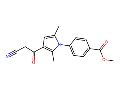 methyl 4-[3-(2-cyanoacetyl)-2,5-dimethyl-1H-pyrrol-1-yl]benzoate structure