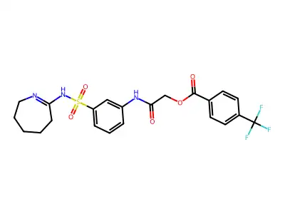 [2-oxo-2-[3-(3,4,5,6-tetrahydro-2H-azepin-7-ylsulfamoyl)anilino]ethyl] 4-(trifluoromethyl)benzoate structure