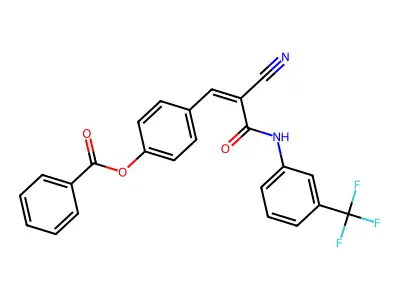 [4-[(Z)-2-cyano-3-oxo-3-[3-(trifluoromethyl)anilino]prop-1-enyl]phenyl] benzoate structure