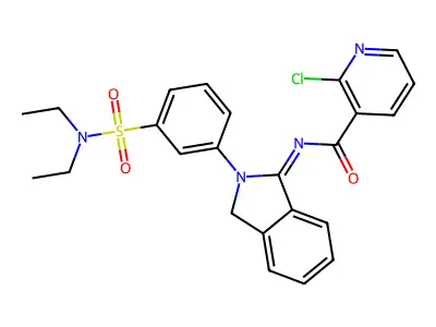 2-chloro-N-[2-[3-(diethylsulfamoyl)phenyl]-3H-isoindol-1-ylidene]pyridine-3-carboxamide structure