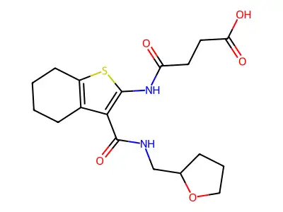 3-({3-[(oxolan-2-ylmethyl)carbamoyl]-4,5,6,7-tetrahydro-1-benzothiophen-2-yl}carbamoyl)propanoic acid structure