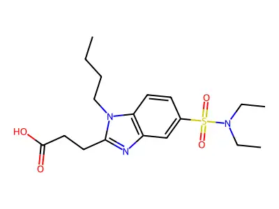 3-[1-butyl-5-(diethylsulfamoyl)-1H-1,3-benzodiazol-2-yl]propanoic acid structure