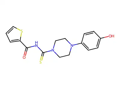 N-[4-(4-hydroxyphenyl)piperazine-1-carbothioyl]thiophene-2-carboxamide structure