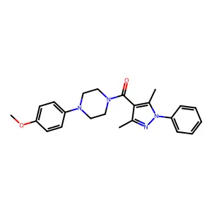 (3,5-Dimethyl-1-phenylpyrazol-4-yl)-[4-(4-methoxyphenyl)piperazin-1-yl]methanone structure