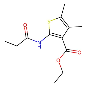 Ethyl 4,5-dimethyl-2-((1-oxopropyl)amino)-3-thiophenecarboxylate structure