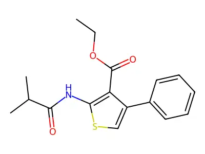Ethyl 2-(2-methylpropanoylamino)-4-phenylthiophene-3-carboxylate structure