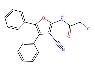 2-chloro-N-(3-cyano-4,5-diphenylfuran-2-yl)acetamide structure