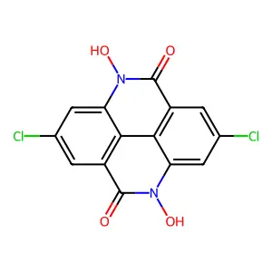 2,7-Dichloro-4,9-dihydro-4,9-dihydroxy-pyrido(2,3,4,5-lmn)phenanthridine-5,10-dione structure