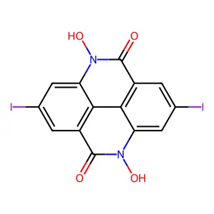 4,9-Dihydro-4,9-dihydroxy-2,7-diiodo-pyrido(2,3,4,5-lmn)phenanthridine-5,10-dione structure