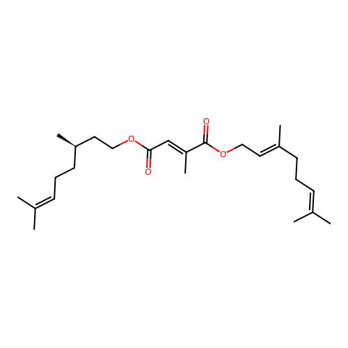 Tiglic acid chloride, reaction product with citronellol and geraniol structure