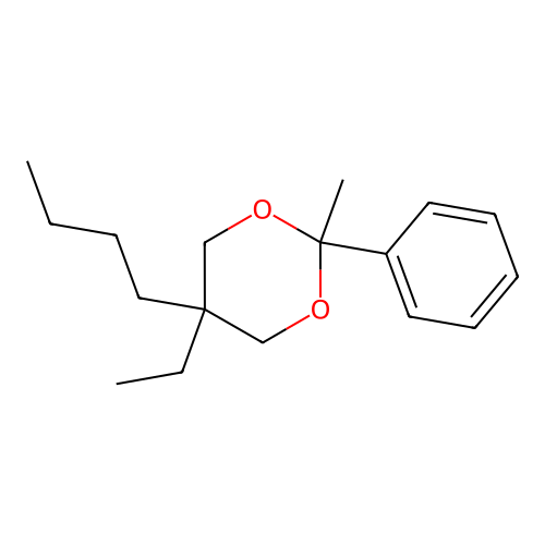 5-Butyl-5-ethyl-2-methyl-2-phenyl-1,3-dioxane structure