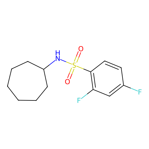 N-cycloheptyl-2,4-difluorobenzenesulfonamide structure