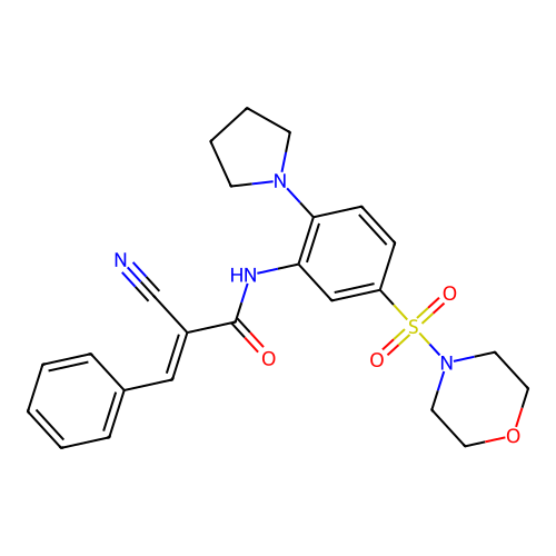 2-cyano-N-(5-morpholin-4-ylsulfonyl-2-pyrrolidin-1-ylphenyl)-3-phenylprop-2-enamide structure
