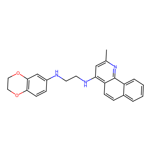 N-(2,3-dihydro-1,4-benzodioxin-6-yl)-N'-(2-methylbenzo[h]quinolin-4-yl)ethane-1,2-diamine structure