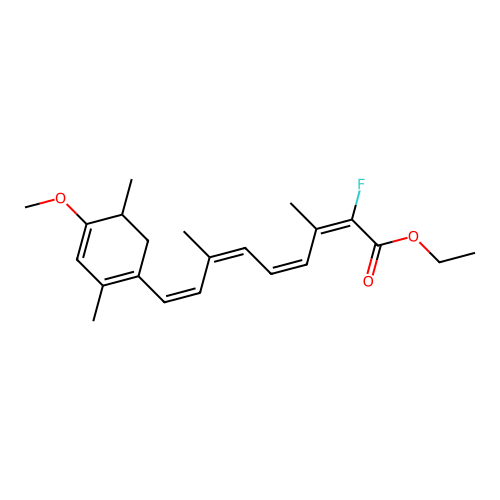 Ethyl 2-fluoro-9-(4-methoxy-2,5-dimethyl-1,3-cyclohexadien-1-yl)-3,7-dimethyl-2,4,6,8-nonatetraenoate (all-E)- structure