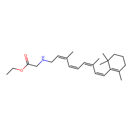 Glycine, N-(3,7-dimethyl-9-(2,6,6-trimethyl-1-cyclohexen-1-yl)-2,4,6,8-nonatetraenyl)-, ethyl ester, (all-E)- structure