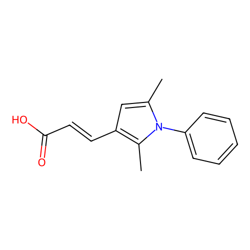 3-(2,5-dimethyl-1-phenyl-1H-pyrrol-3-yl)prop-2-enoic acid structure