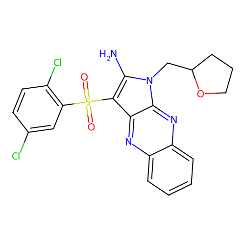 3-(2,5-dichlorophenyl)sulfonyl-1-(oxolan-2-ylmethyl)pyrrolo[3,2-b]quinoxalin-2-amine structure