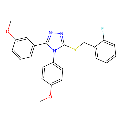 3-[(2-fluorophenyl)methylsulfanyl]-5-(3-methoxyphenyl)-4-(4-methoxyphenyl)-1,2,4-triazole structure