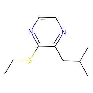 Pyrazine, 2-(ethylthio)-3-(2-methylpropyl)- structure