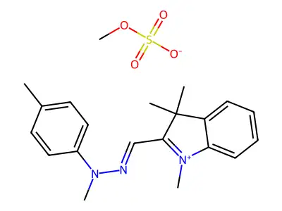 3H-Indolium, 1,3,3-trimethyl-2-[[methyl(4-methylphenyl)hydrazono]methyl]-, methyl sulfate structure