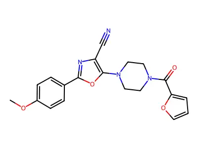 5-(4-(Furan-2-carbonyl)piperazin-1-yl)-2-(4-methoxyphenyl)oxazole-4-carbonitrile structure