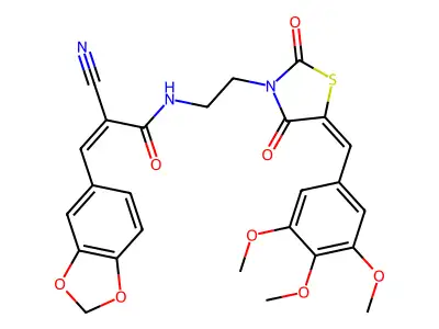 3-(1,3-dioxaindan-5-yl)-2-cyano-N-(2-{2,4-dioxo-5-[(3,4,5-trimethoxyphenyl)methylidene]-1,3-thiazolidin-3-yl}ethyl)prop-2-enamide structure