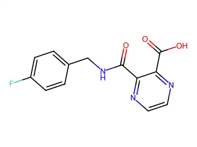 3-(((4-Fluorophenyl)methyl)carbamoyl)pyrazine-2-carboxylic acid structure