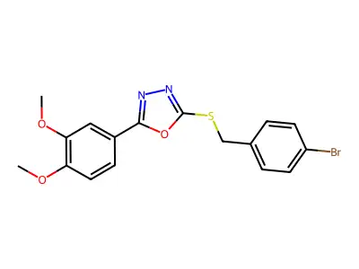 2-[(4-Bromobenzyl)sulfanyl]-5-(3,4-dimethoxyphenyl)-1,3,4-oxadiazole structure