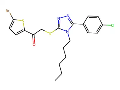 1-(5-Bromo-2-thienyl)-2-[[5-(4-chlorophenyl)-4-hexyl-4H-1,2,4-triazol-3-yl]thio]ethanone structure