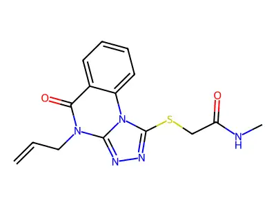 N-methyl-2-[(5-oxo-4-prop-2-enyl-[1,2,4]triazolo[4,3-a]quinazolin-1-yl)sulfanyl]acetamide structure