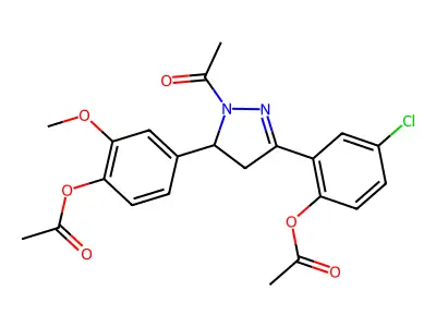 [2-[2-acetyl-3-(4-acetyloxy-3-methoxyphenyl)-3,4-dihydropyrazol-5-yl]-4-chlorophenyl] acetate structure