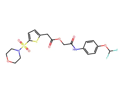 [2-[4-(difluoromethoxy)anilino]-2-oxoethyl] 2-(5-morpholin-4-ylsulfonylthiophen-2-yl)acetate structure