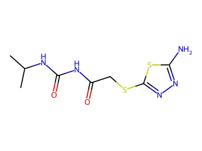 2-((5-Amino-1,3,4-thiadiazol-2-yl)thio)-N-(isopropylcarbamoyl)acetamide structure