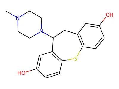 Dibenzo(b,f)thiepin-2,8-diol, 10,11-dihydro-10-(4-methyl-1-piperazinyl)- structure