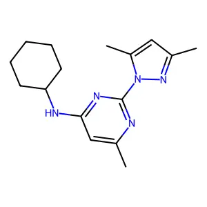 Cyclohexyl-(2-(3,5-dimethylpyrazol-1-yl)-6-methylpyrimidin-4-yl)amine structure