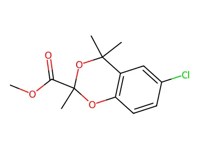 4H-1,3-Benzodioxin-2-carboxylic acid, 6-chloro-2,4,4-trimethyl-, methyl ester structure