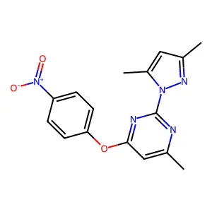 2-(3,5-dimethyl-1H-pyrazol-1-yl)-4-methyl-6-(4-nitrophenoxy)pyrimidine structure