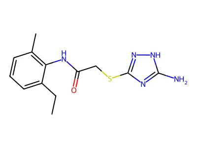 2-[(5-amino-1H-1,2,4-triazol-3-yl)sulfanyl]-N-(2-ethyl-6-methylphenyl)acetamide structure
