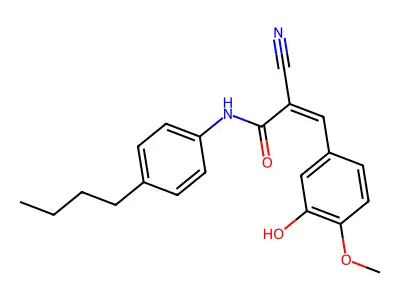 N-(4-butylphenyl)-2-cyano-3-(3-hydroxy-4-methoxyphenyl)prop-2-enamide structure