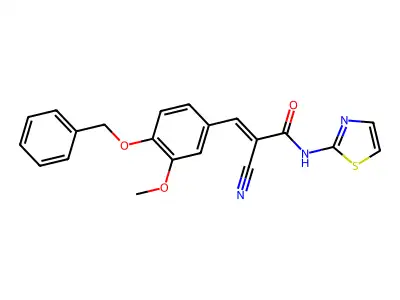 3-[4-(benzyloxy)-3-methoxyphenyl]-2-cyano-N-(1,3-thiazol-2-yl)prop-2-enamide structure
