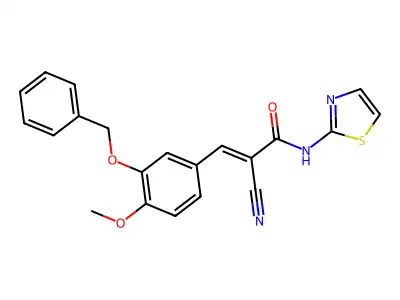 3-[3-(benzyloxy)-4-methoxyphenyl]-2-cyano-N-(1,3-thiazol-2-yl)prop-2-enamide structure