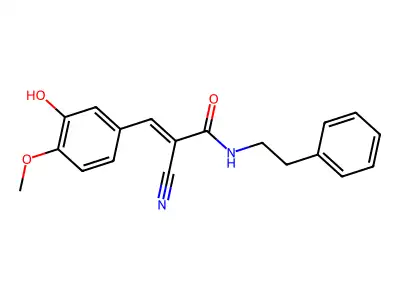 2-cyano-3-(3-hydroxy-4-methoxyphenyl)-N-(2-phenylethyl)prop-2-enamide structure