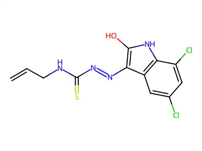 1-[(5,7-dichloro-2-oxoindol-3-yl)amino]-3-prop-2-enylthiourea structure