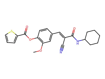 4-[2-cyano-2-(cyclohexylcarbamoyl)eth-1-en-1-yl]-2-methoxyphenyl thiophene-2-carboxylate structure